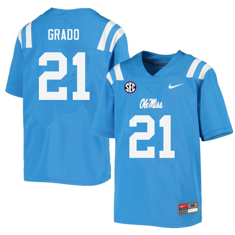 Alex Grado Ole Miss Rebels NCAA Men's Powder Blue #21 Stitched Limited College Football Jersey ZAC1258TT